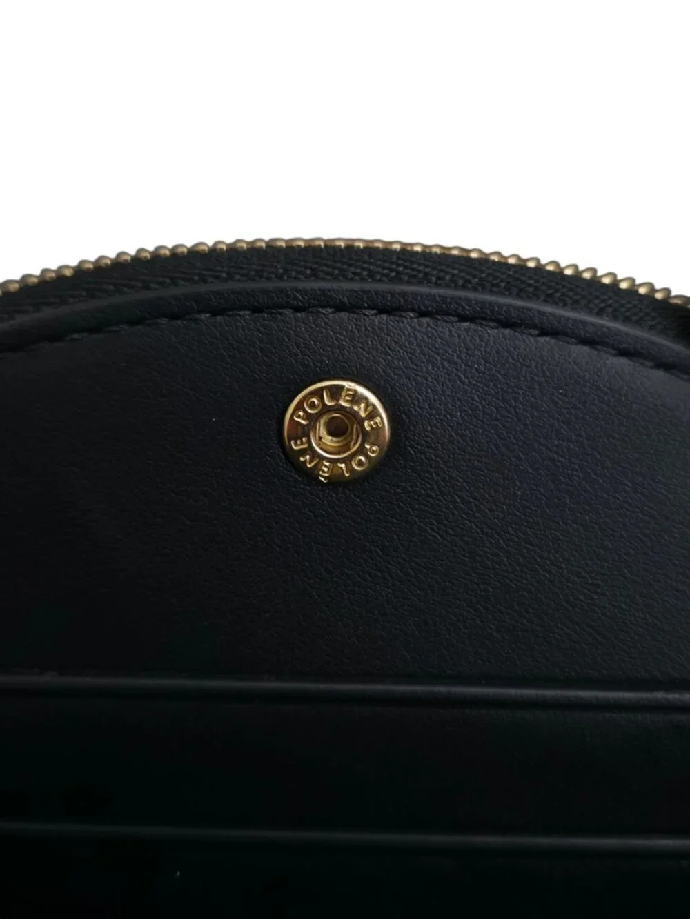 Polene Half Moon Wallet Black Smooth Calfskin Leather Zip Around Demie Lune